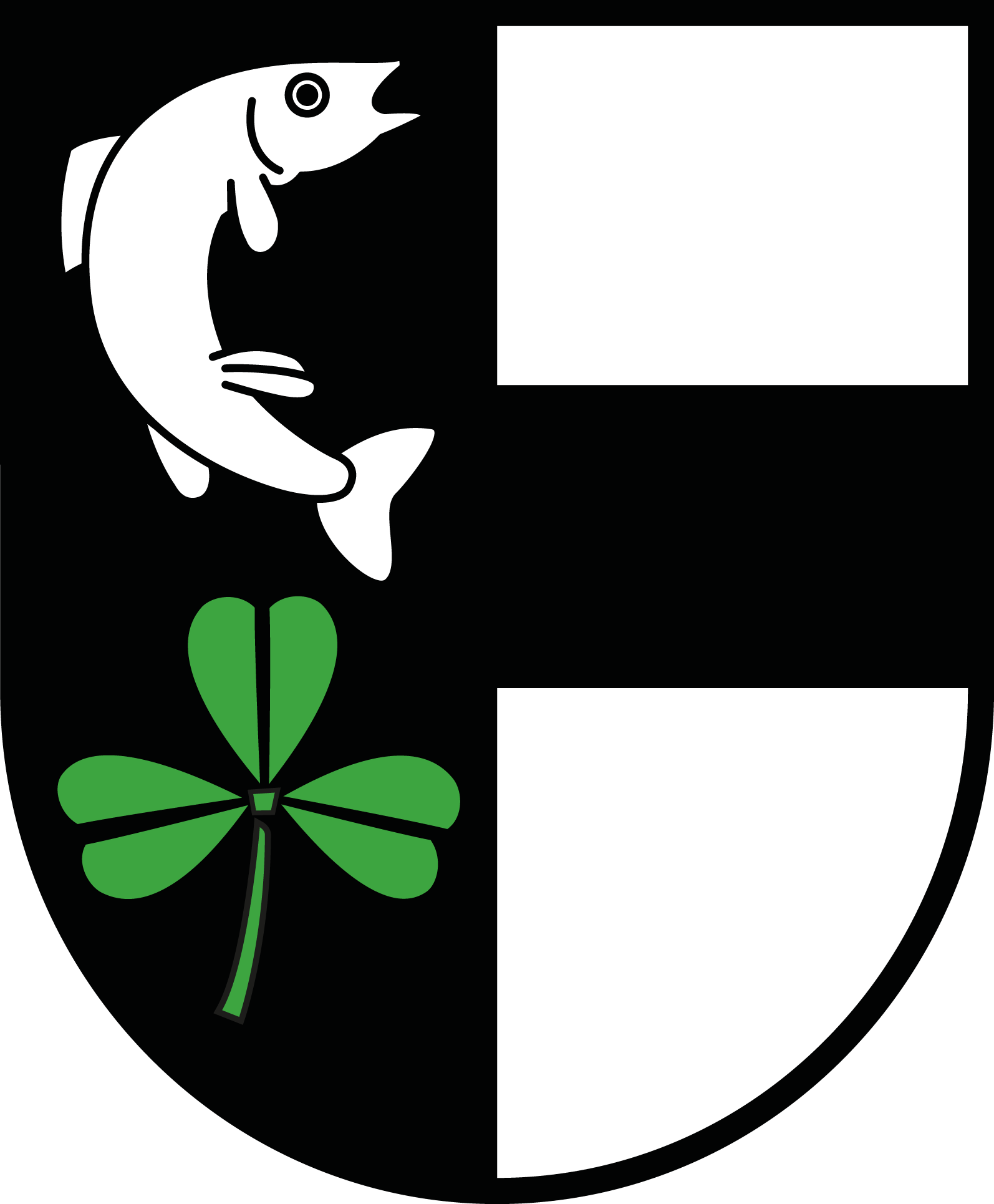 Wappen von Bleienbach mit Fisch und Kleeblatt